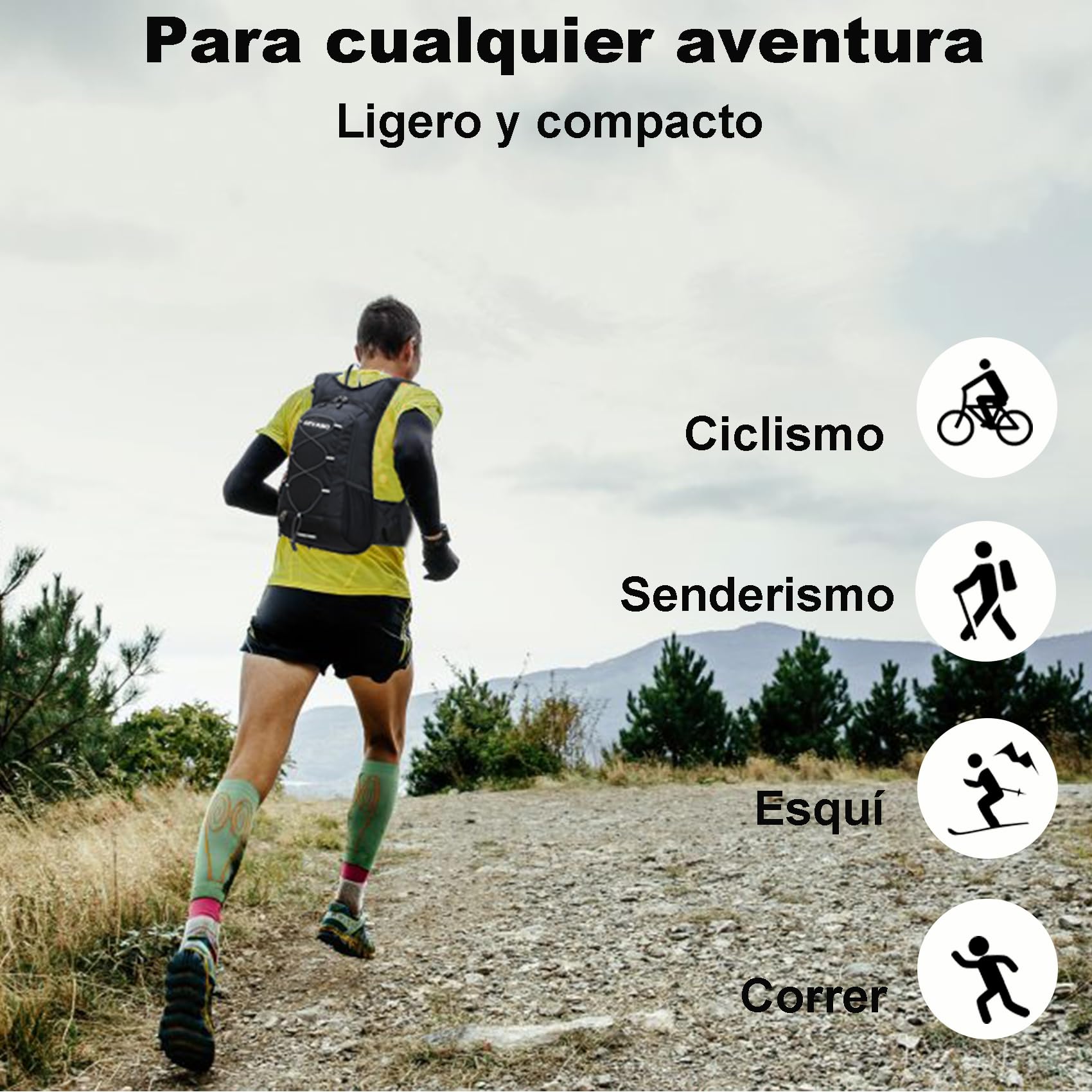 Mochila de Ciclismo MTB, 15L Ligera Mochila Bicicleta Montaña Mochila Bici para Hombre Mujer, Pequeño Mochila Deporte para Esqui, Senderismo, Moto Enduro