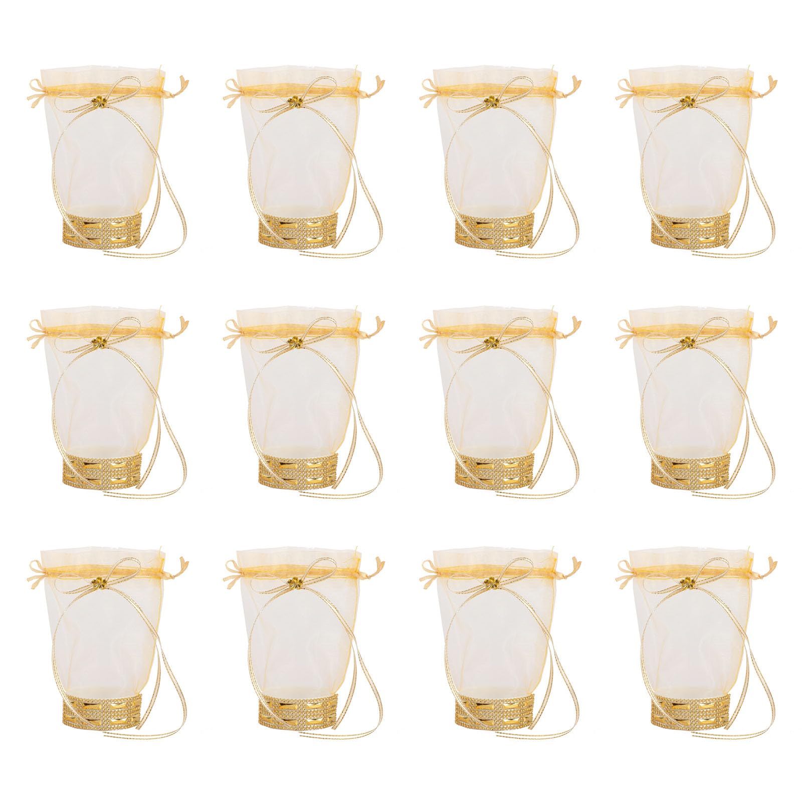 Xjdzineq 12pcs Drawstring Closure Organzas Candy Holder Snacks Wraps Round Base Gift Packaging Bags for Weddings Holidays Wedding Favor Pouches