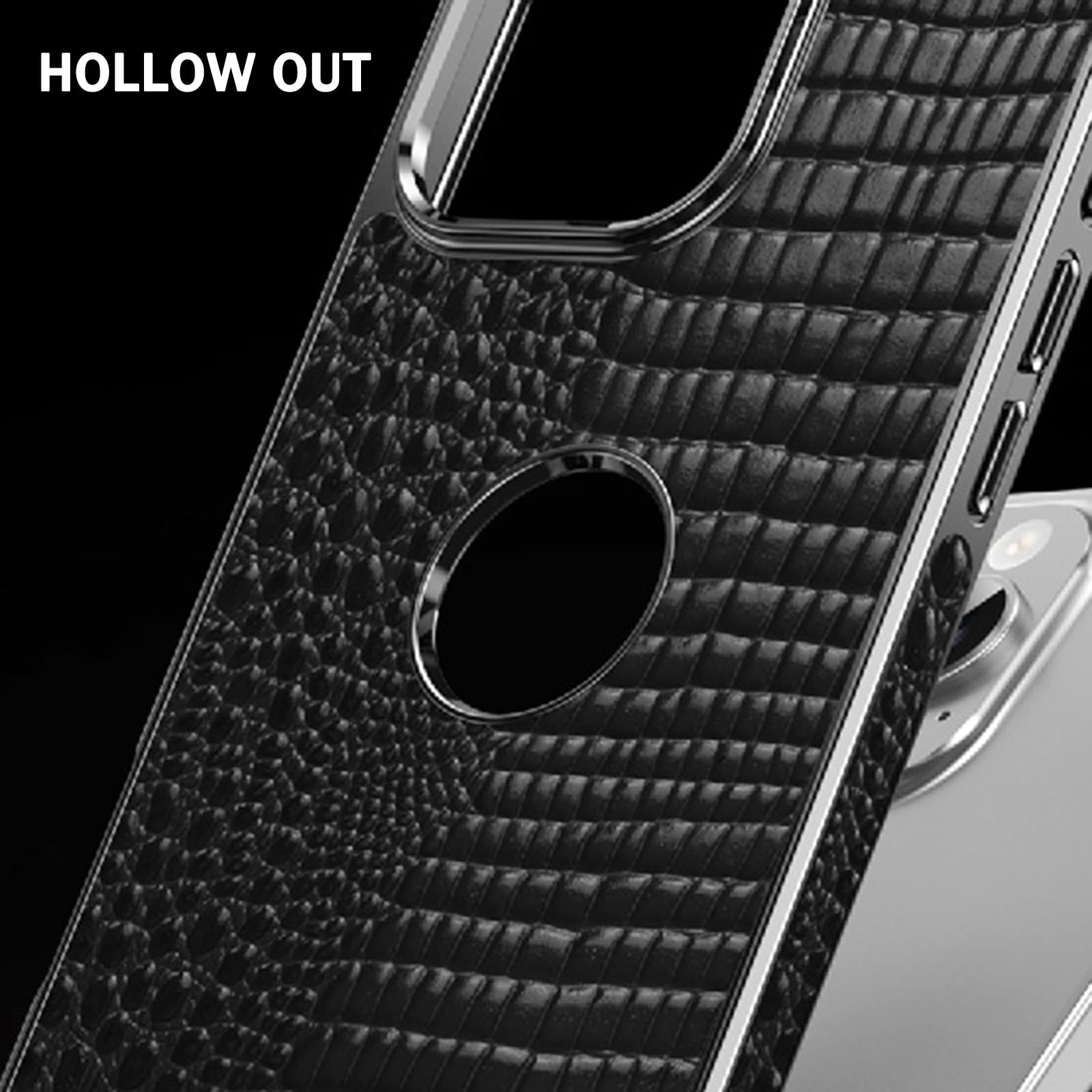 Etui z prawdziwej skóry do iPhone'a 16 Pro Max/16 Pro/16, lekka luksusowa tekstura krokodyla magnetyczne bezprzewodowe etui ładujące, logo, puste, brązowe, 16 Pro