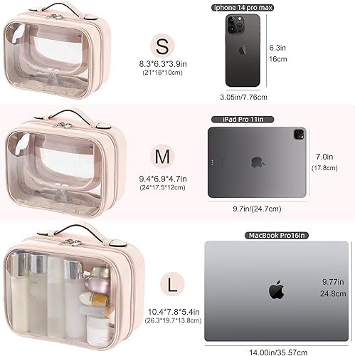 Miniatura 3 de Veki Bolsa de maquillaje transparente, doble viaje, bolsa de cosméticos impermeable, bolsa de almacenamiento abierta de gran capacidad, organizador