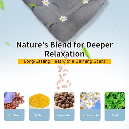 Miniatura 4 de Almohadilla térmica para cuello, hombros y espalda, lavable para microondas, 27 x 5 pulgadas, bolsas de arroz para terapia de calor, paquete