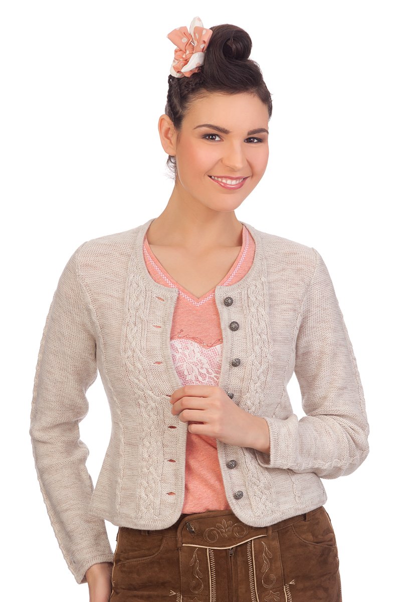 Spieth & Wensky Damen Trachten Strickjacke - BONN - rot, Natur, Größe L