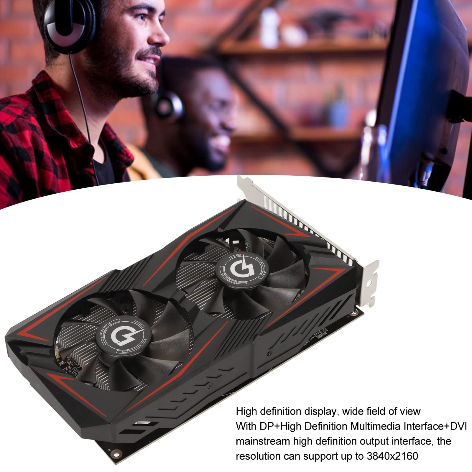 Dpofirs Scheda Grafica Per PC 4GB GDDR5 128 Bit - Doppia Ventola, PCIe 3.0, Supporto 4K A 60Hz - 2