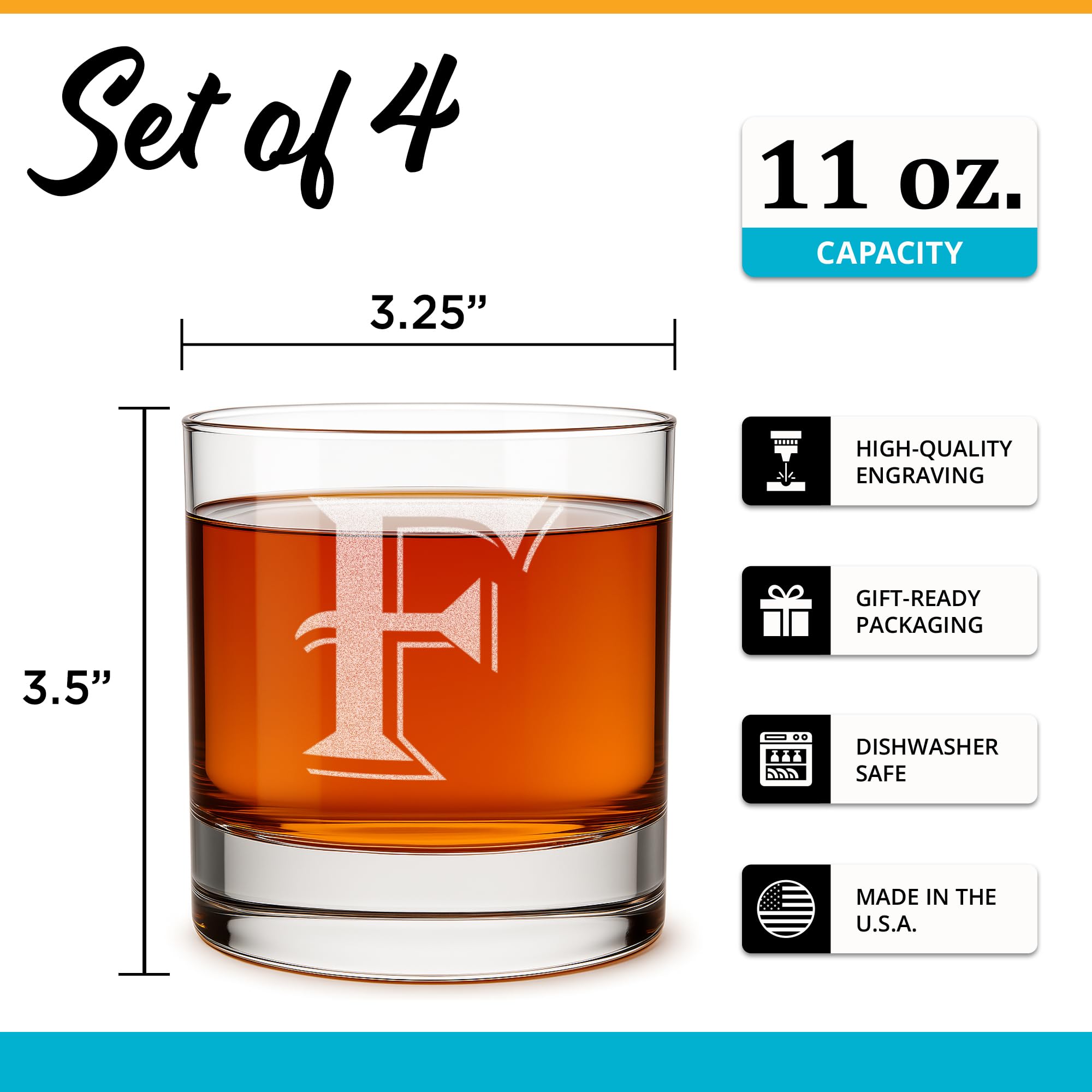 4 piezas de 11 oz grabado Heavy Base rocas gafas elegante vidrio uso como un multiusos bebidas cristal o como un rocas vidrio regalo perfecto para cualquier especial occasion- por: sobre la Rox