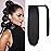SEIKEA Clip in Ponytail Extension Wrap Around Straight Hair for Women (16\'\', Black)