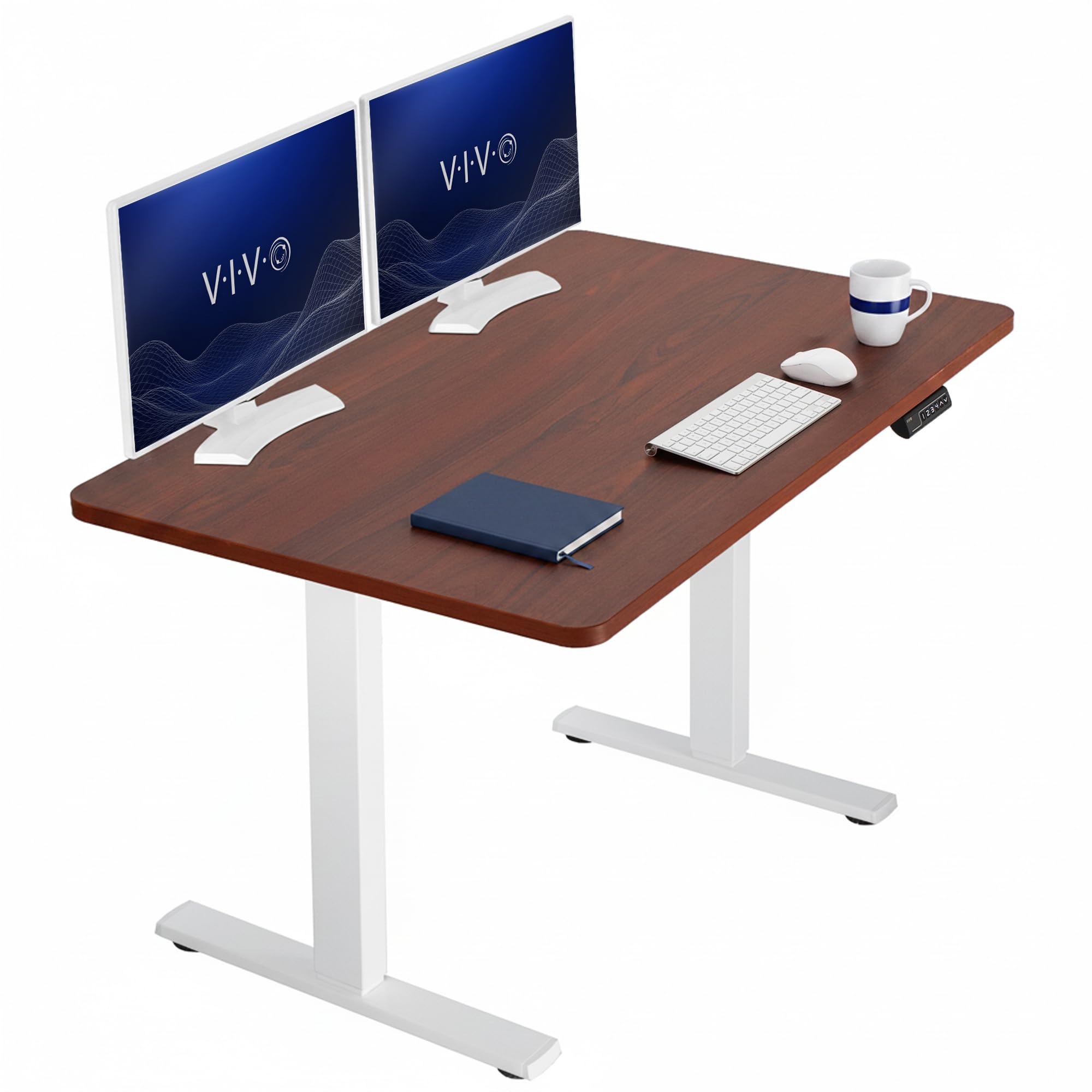 VIVO Dark Walnut 48 x 30 in Standing Desk, DESK-KIT-1W5D