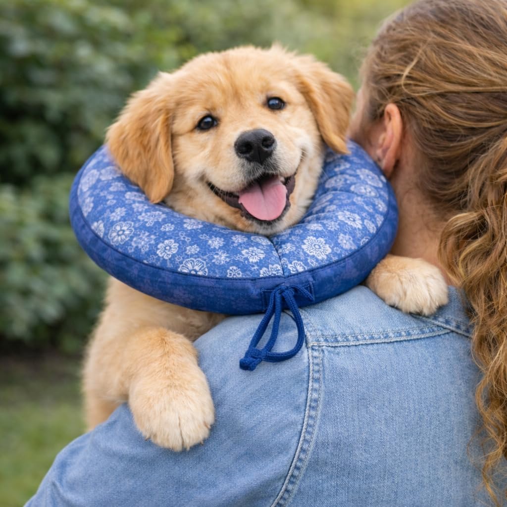 JorVet Soft-Nylon E-Collar for Cats & Dogs | Waterproof Recovery Collar Alternative | Prevents Licking, Chewing & Easy to Eat, Drink, Sleep & Move Comfortably | Blue | Small