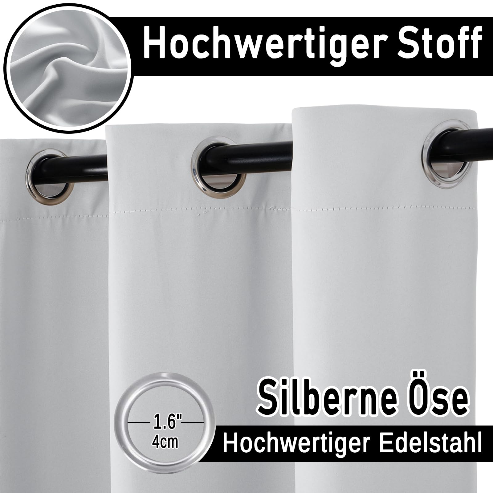 Outdoor-Vorhang wetterfest, 1 Stück blickdichte Sonnenschutzgardine mit Ösen, wasserdicht – in 24 Farben als Sichtschutz für Veranda, Pavillon & Laube - H213 x B132cm