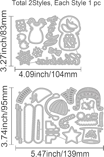 Miniatura 6 de GLOBLELAND Troqueles de corte de pingüino de invierno, para regalo, troqueles de acero, copos de nieve, palabras troqueladas para álbumes de