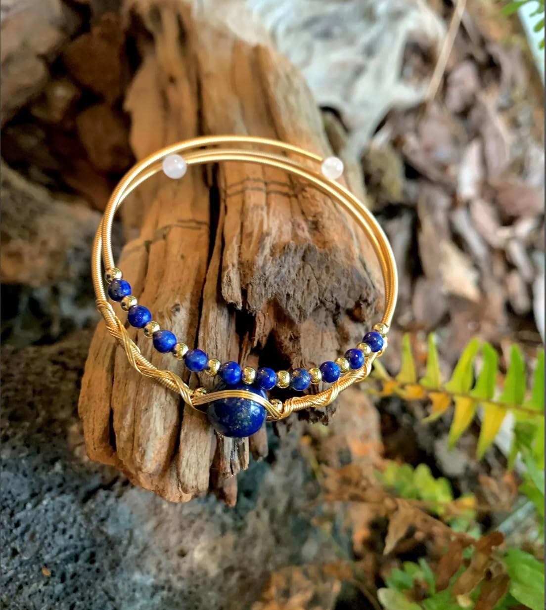 Handmade Genuine Double Layered Lapis Lazuli 14k Gold Filled Wire Wrapped Bracelet, Adjustable Size Healing Crystal Beads Birthstone Gemstone Bohemian Jewelry Gift for Her - Image 9
