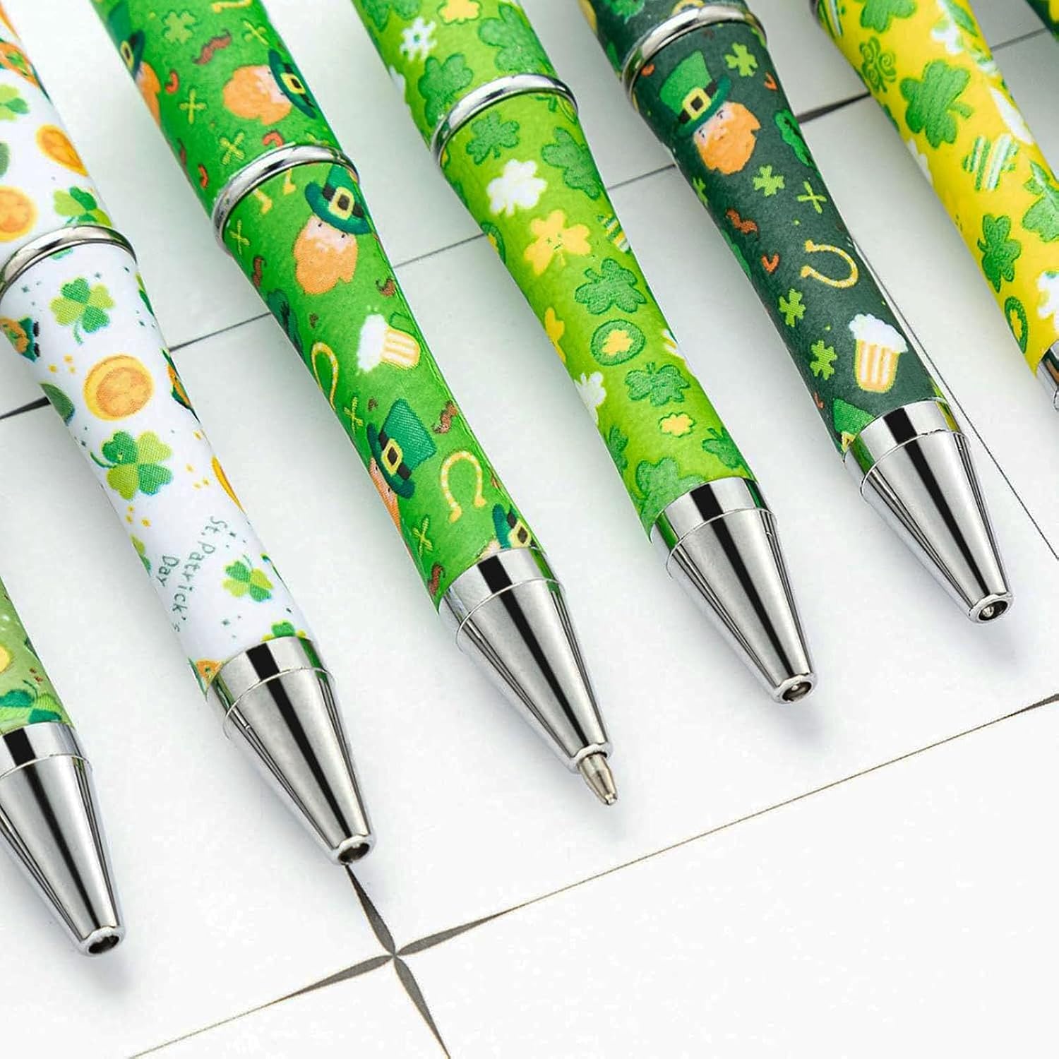12 Pcs Diy Beadable Pens four leaf Clover Pen Craft Beading Pen image 3