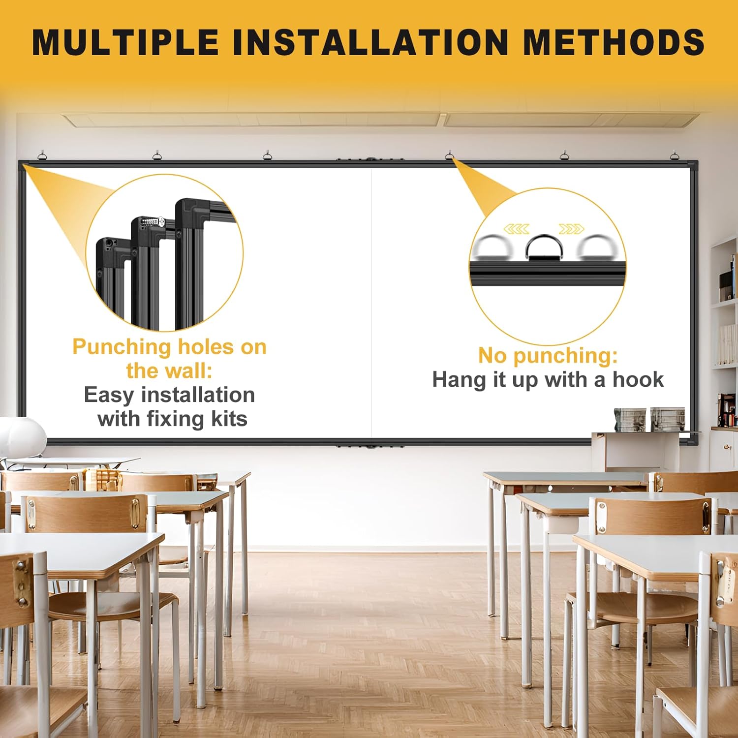 118"X48" Large Magnetic Whiteboard - Dry Erase Board, 10x4 Feet, Foldable Design, Non-Reflective Coated Surface Ultra-Wide Office White Board, Black Frame for Media Centers