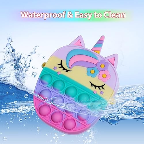 Miniatura 5 de Bolsa para apretar, bolsa para ansiedad para niñas y mujeres, bolsa para reventar burbujas con juguete de unicornio para reventar, bolsa de silicona