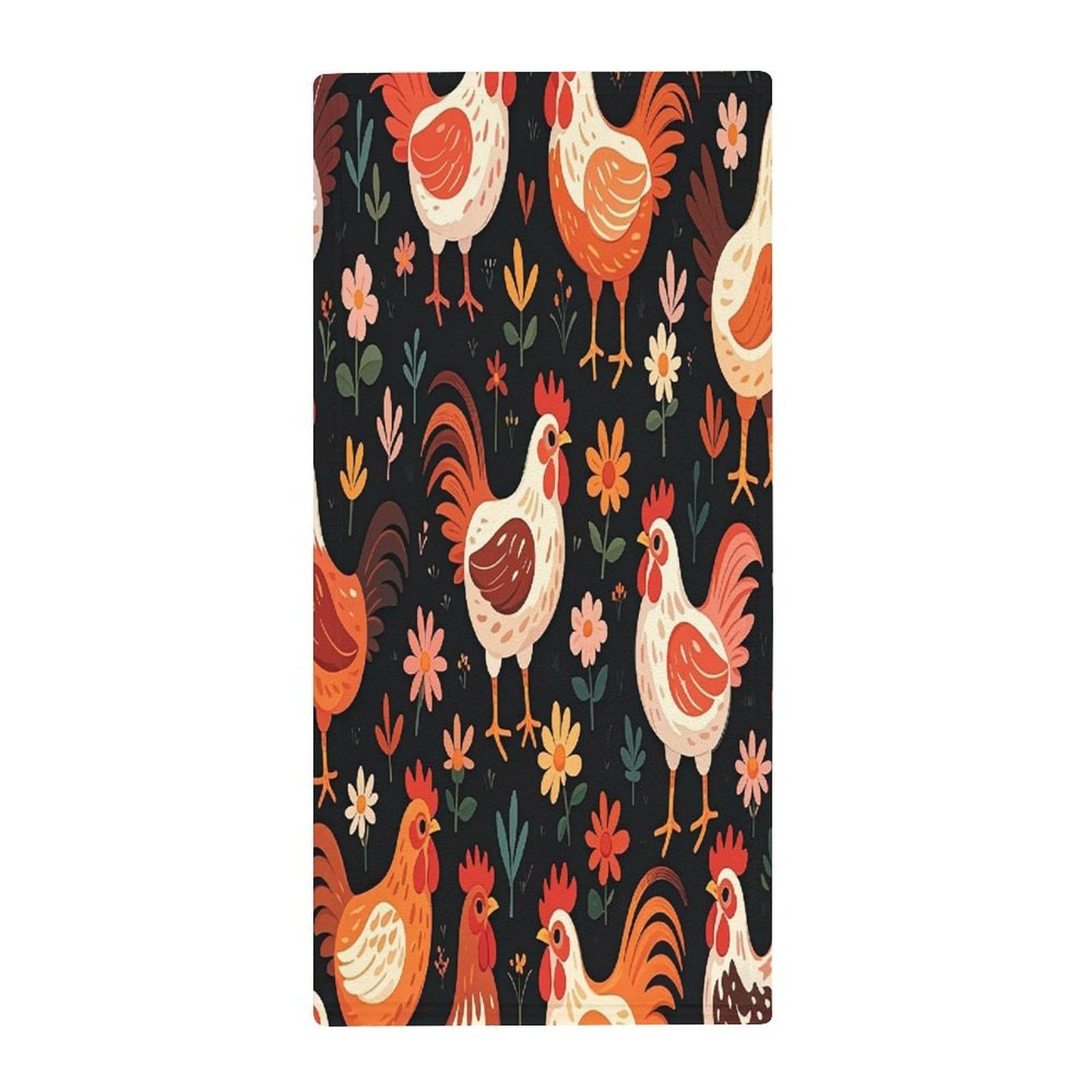 FekiLoot Cute Rooster Chickens Bath Towel Super Soft Highly Absorbent Bath Towel Fashion Quick Drying Bathroom Towel Soft Large Fingertip Towels for Bathroom Gym Travel Camp Pool