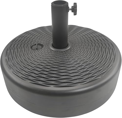 T&Jero Base redonda de plástico resistente para sombrilla de patio, peso para exteriores, 75 libras con relleno de agua y arena, color negro disponible en Yaxa Peru