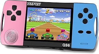 Large Screen 16-Bit Handheld Console: 216 Retro Games, 3.2" IPS Display & Rechargeable (Blue+Pink)