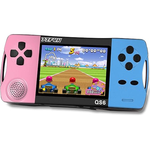 16 Bit Handheld Games for Kids with 3.2" IPS Large Screen Built-in 216 Retro Video Games Portable Gaming Player with Rechargeable Battery Mini Arcade Electronic Toy Gifts for Boys Girls (Blue+Pink)