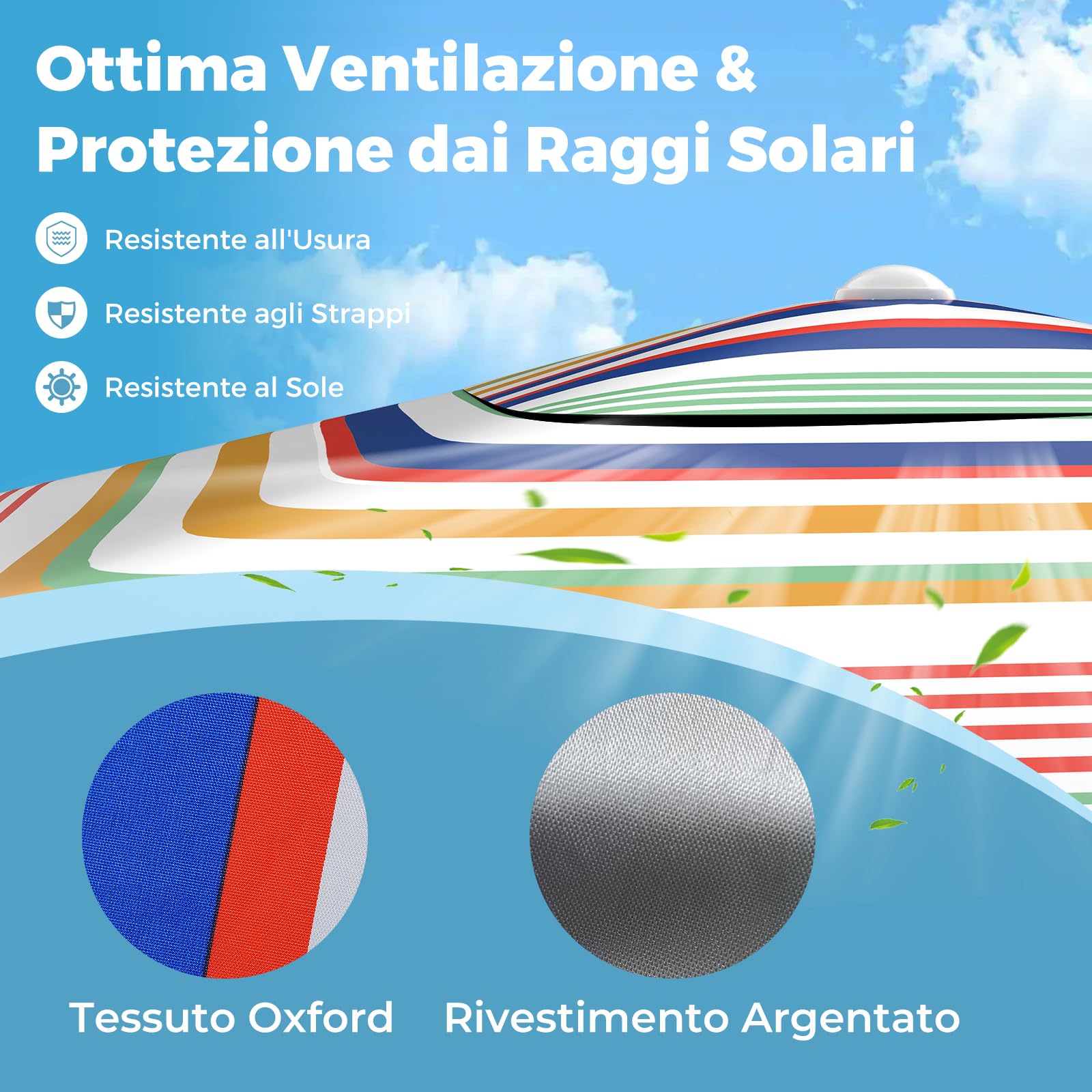 COSTWAY Tenda da Spiaggia Pieghevole 200x200 cm con Borsa da Trasporto