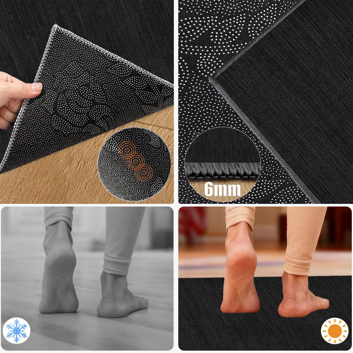 Tappeto Passatoia Cucina Antiscivolo Lavabile Tappeto Corridoio Lungo Tappeto Cucina Tappeto Ingresso Interno Moderno Tappetini Lungo per Entrata Camera da Letto Lavanderia Nero 50 x 180cm