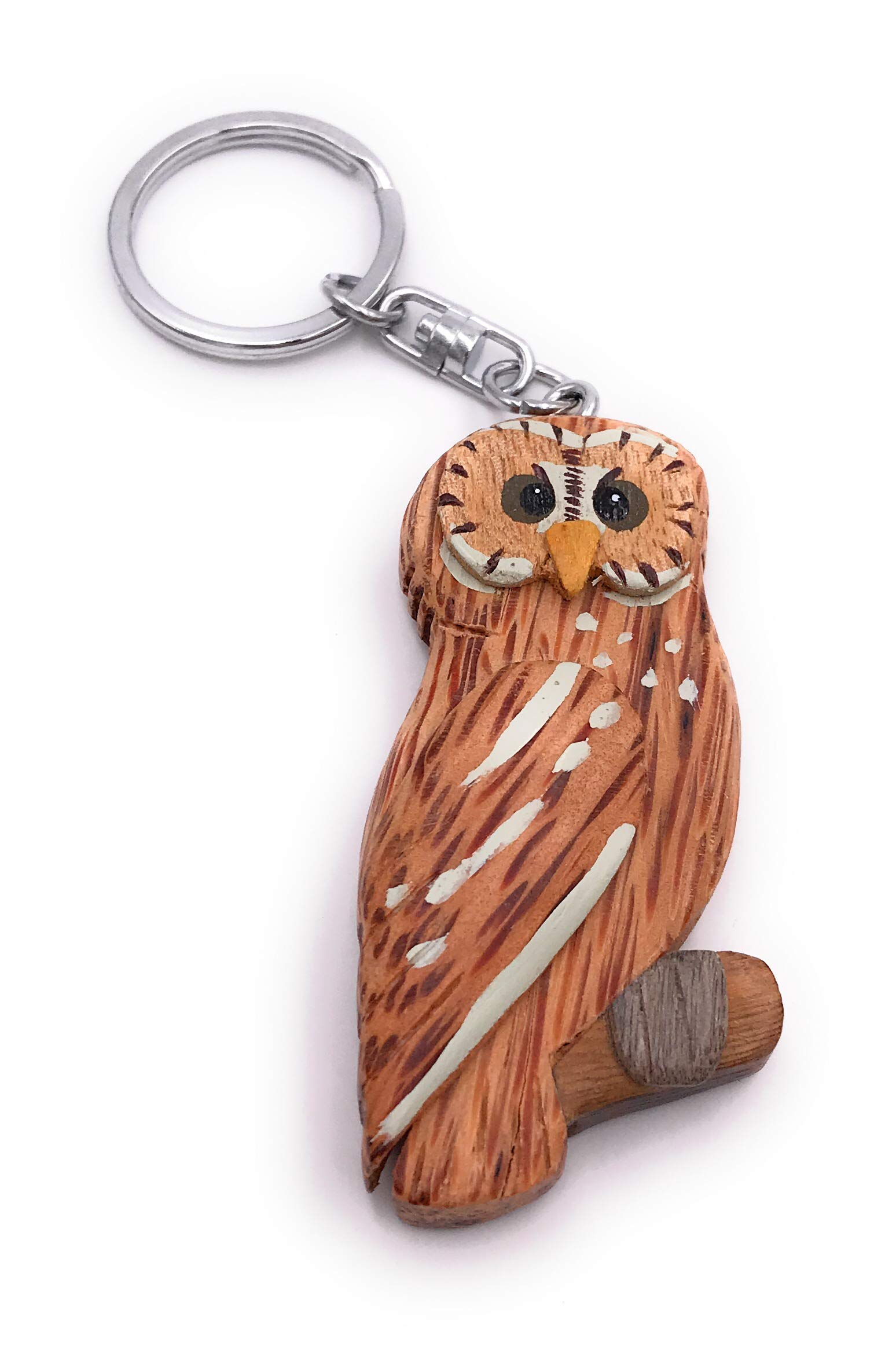 Onwomania Different Wooden Keychain Barn Owl Owl Bird Owl Owl Animal Forest Pendant Charm
