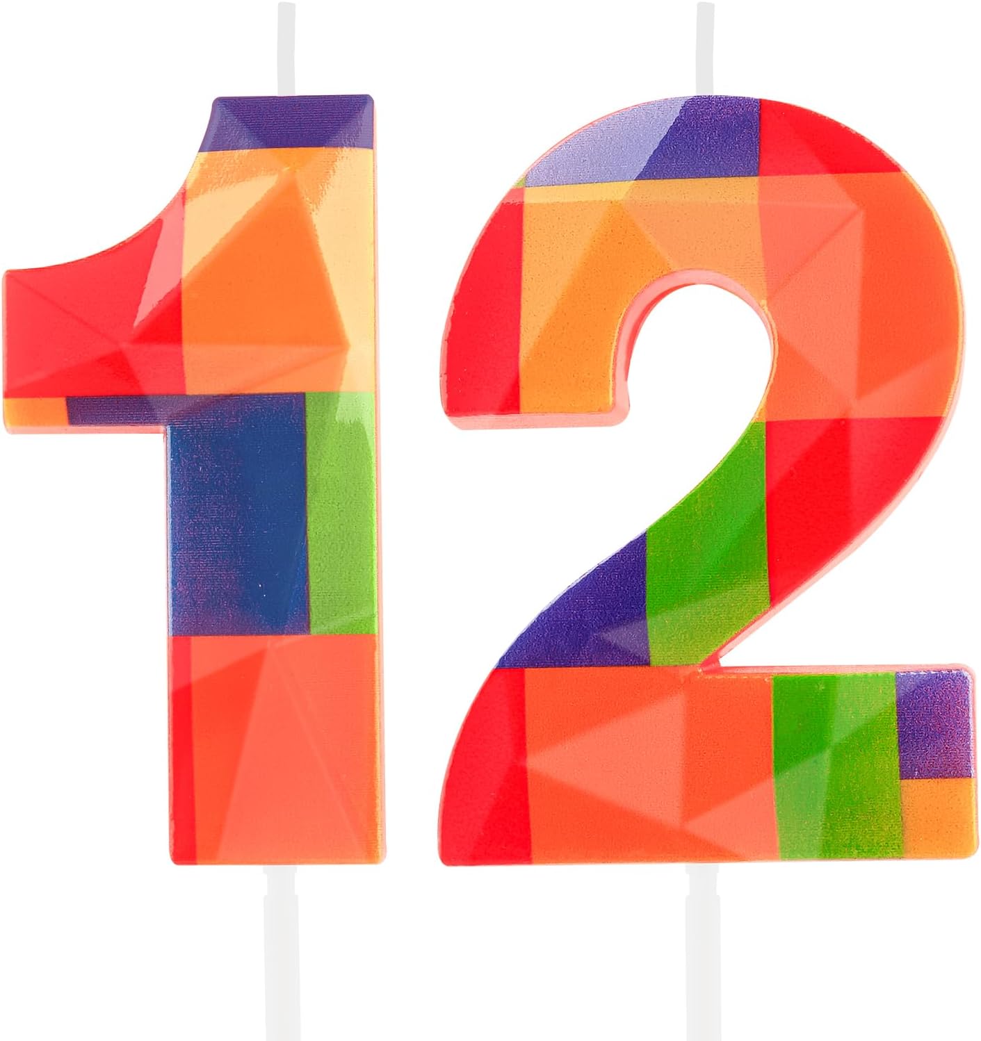 3D Colorful Building Block Number 12 Candle 12th Birthday Candle Candy Building Block Bricks Happy 12th Birthday Cake Candles Cake Topper for Boys Girls Kids Birthday Party Decorations Supply