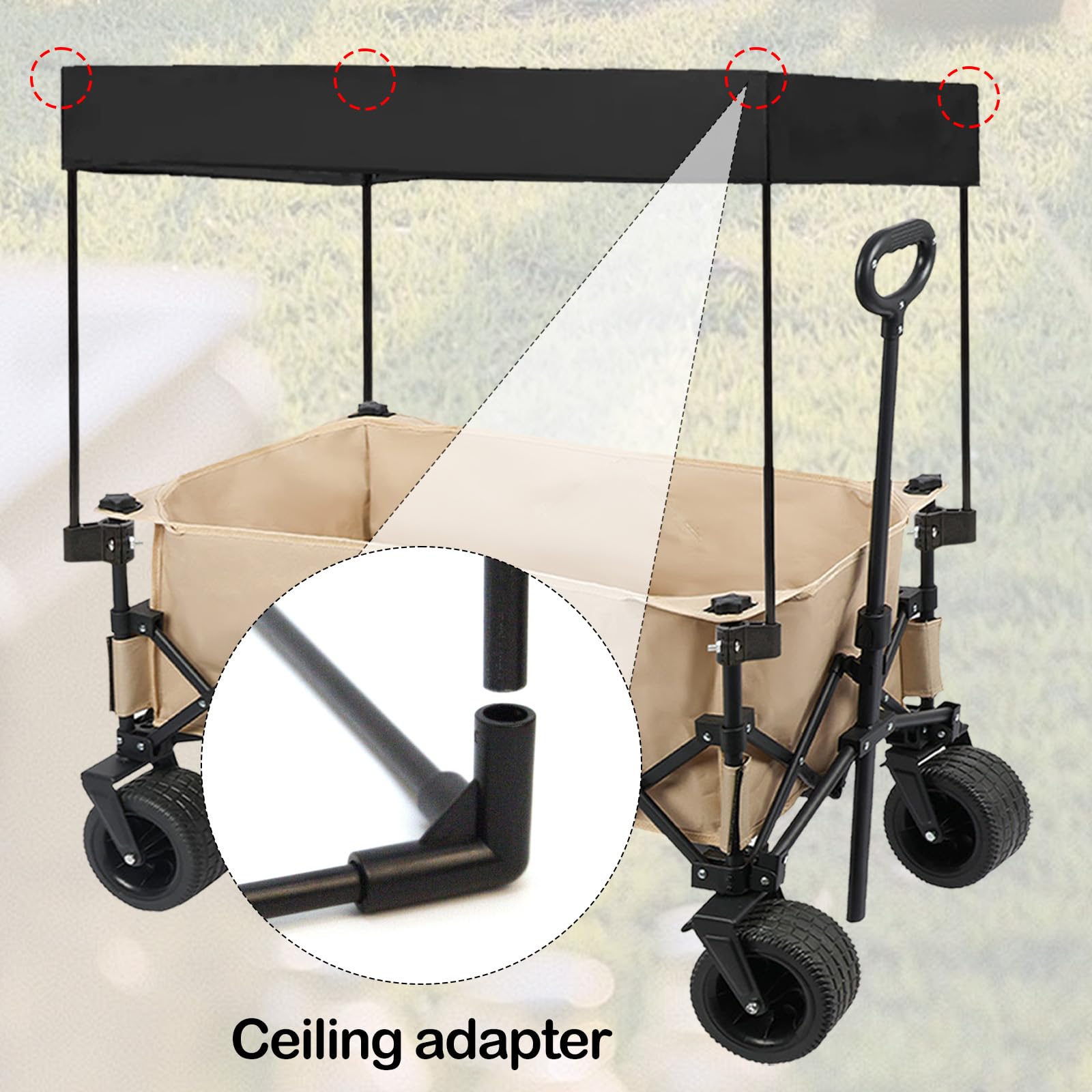 Tetto Per Carretti A Mano, Copertura Antipioggia Per Carretti A Mano, Per Carretti A Mano Pieghevoli A Quattro Lati, Tendalino Rimovibile, Antisole Accessori Da Campeggio Per Carretti A Mano