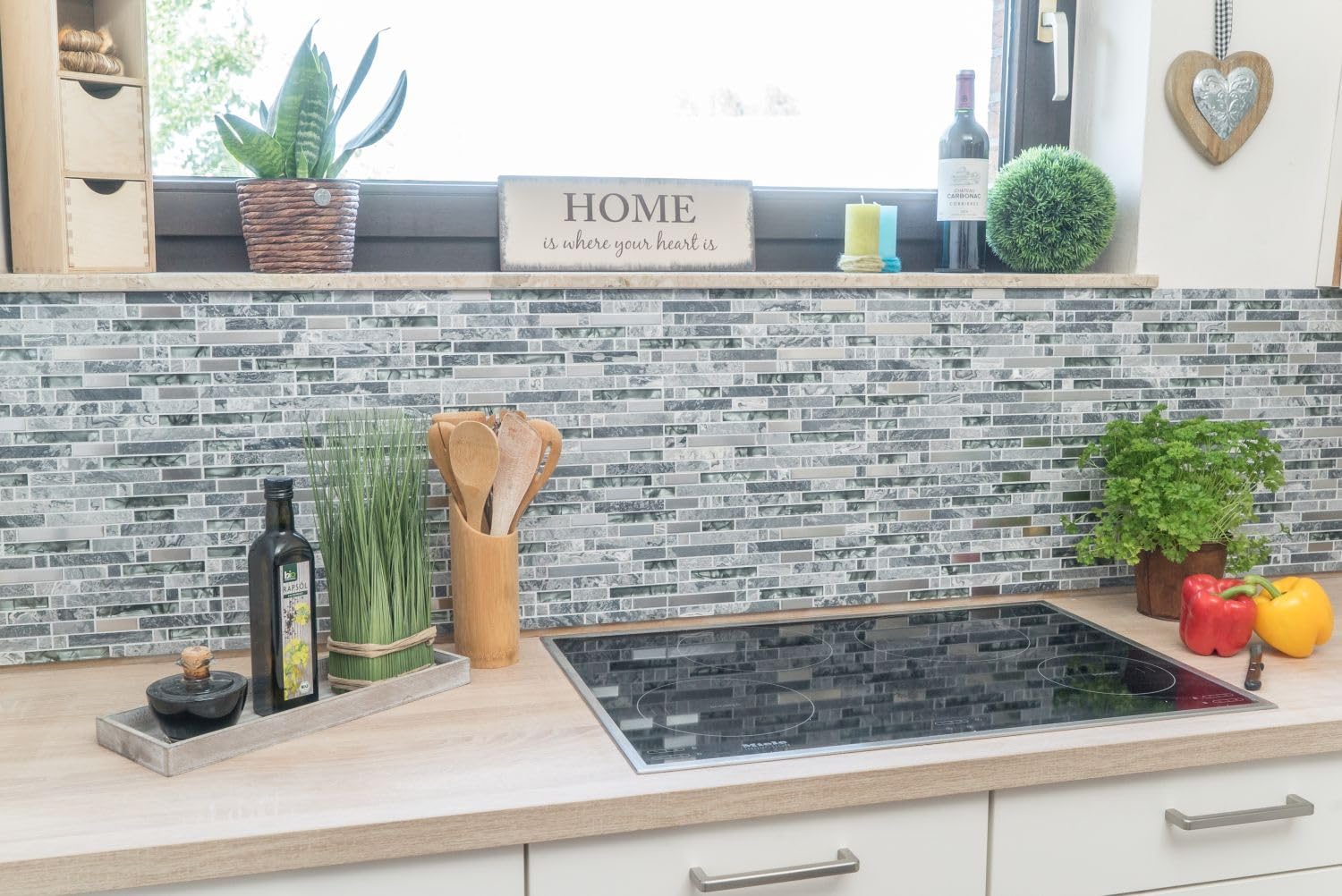 Mosaïque Translucide Effet Pierre Et Acier – Carreaux Cristal Gris Inox MOSANI