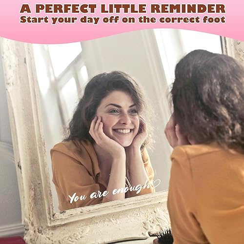 Miniatura 2 de Calcomanía con texto en inglés "You are Enough - 3 piezas de vinilo blanco You are Enough para espejo retrovisor de coche, calcomanías inspiradoras