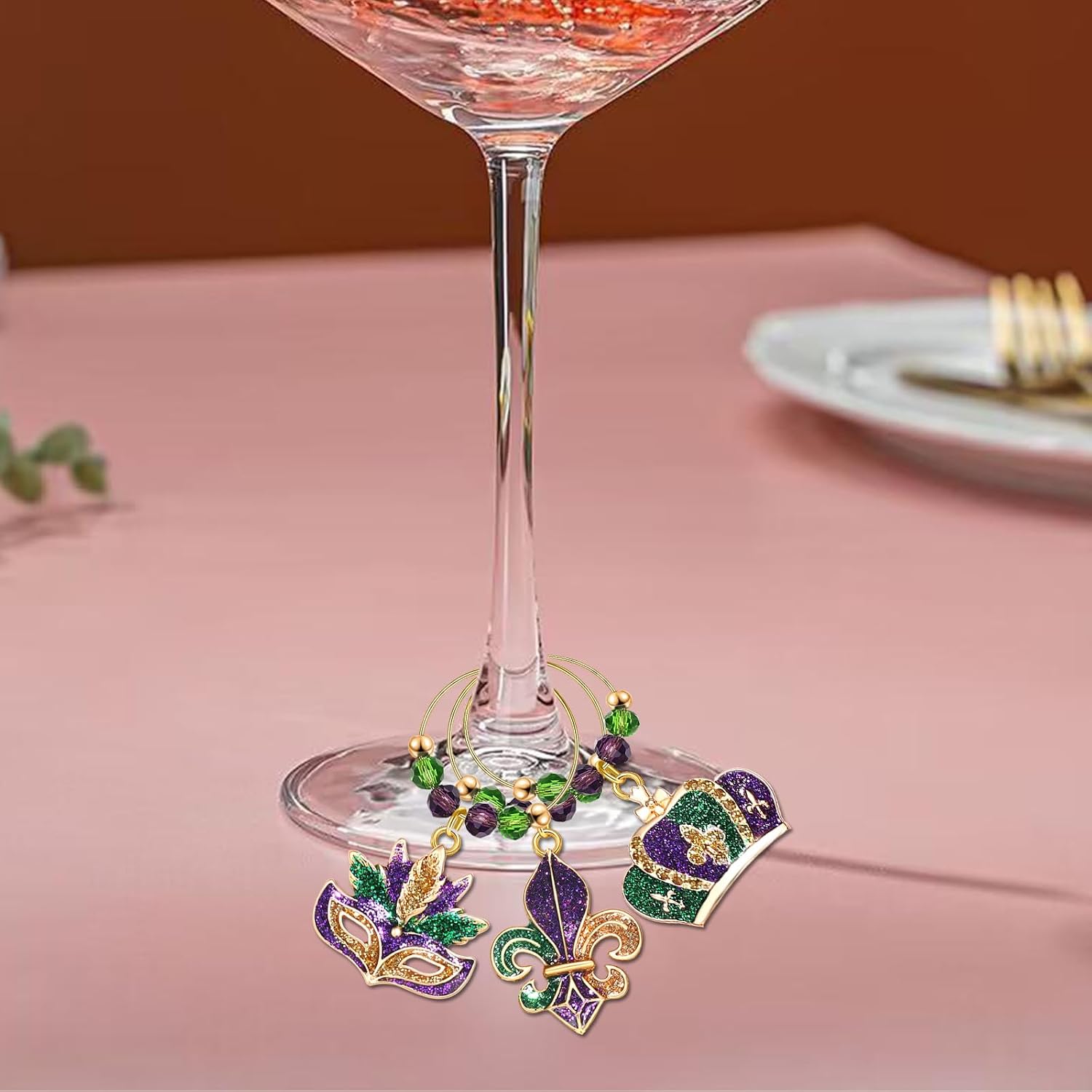 FAERLIIRY Holiday Wine Glass Charms Set of 9 Horseshoe USA Flag Rainbow Pride Wine Charms for Steam Glasses Markers Drink Identifiers Tags for Cups Festival Wines Tasting Party Supplies image 5