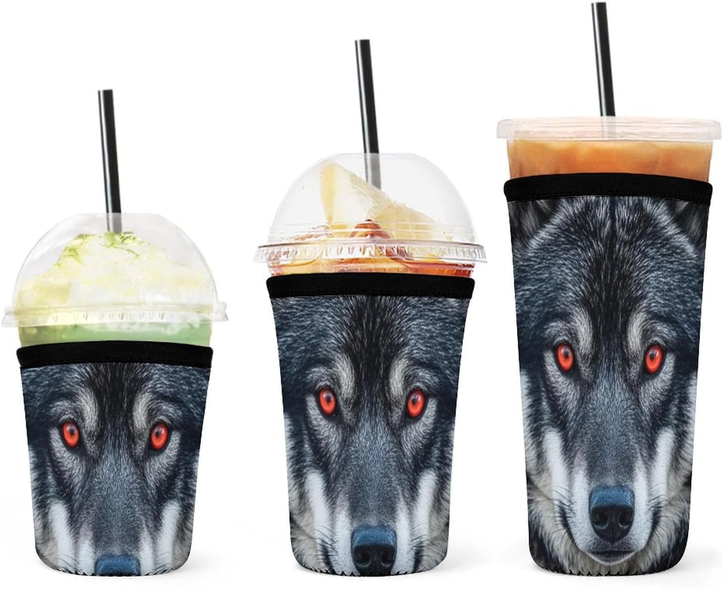 3 Pack Neoprene Cup Sleeves, Stretchy Reusable Drink Cup Cover Universal