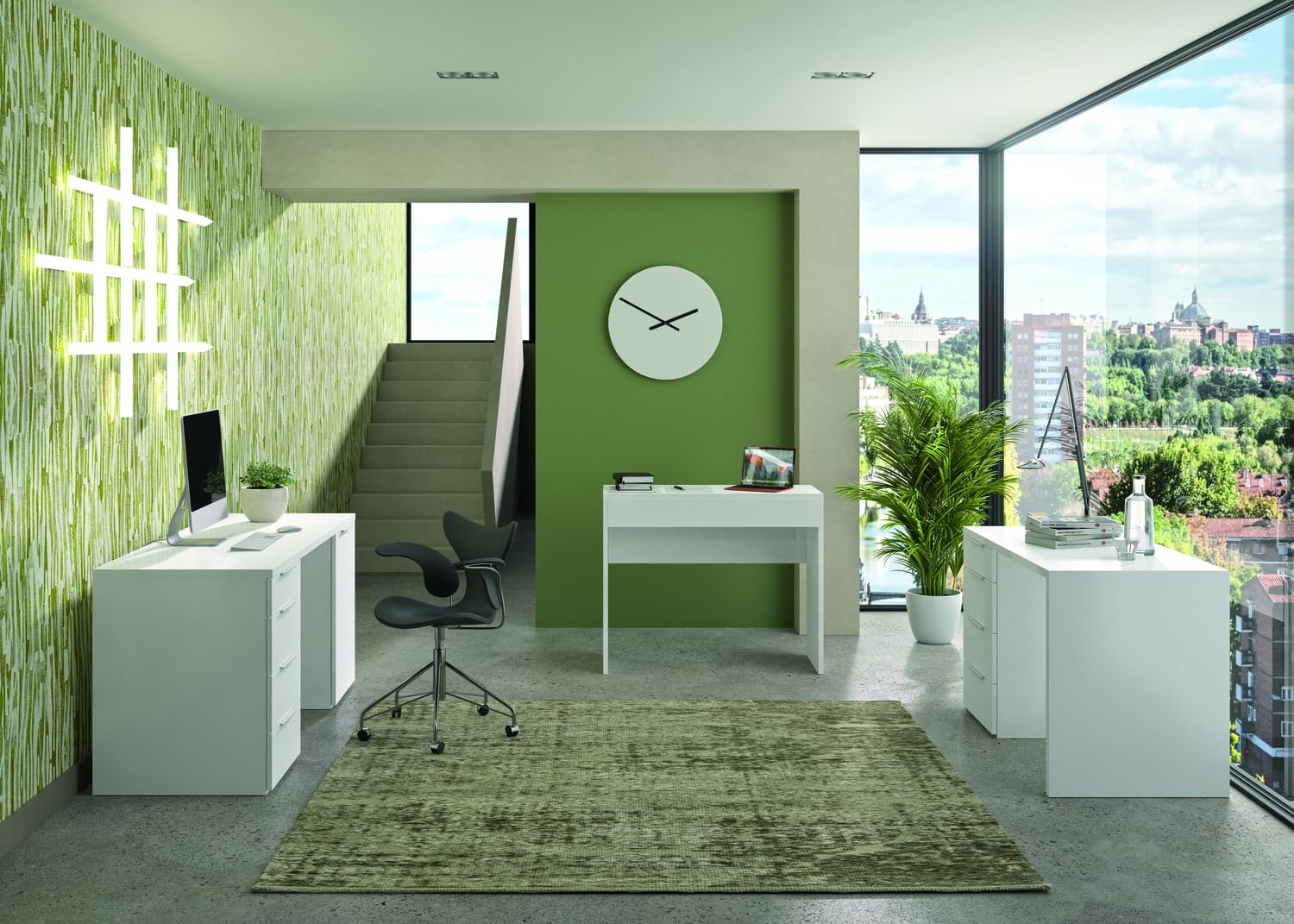 Composad | Scrivania della Linea ESPRESSO con 4 Cassetti, Scrivania Ufficio Elegante e Moderna, per PC, (LxAxP) 110x75,4x59,6 cm, Colore Bianco, Made in Italy