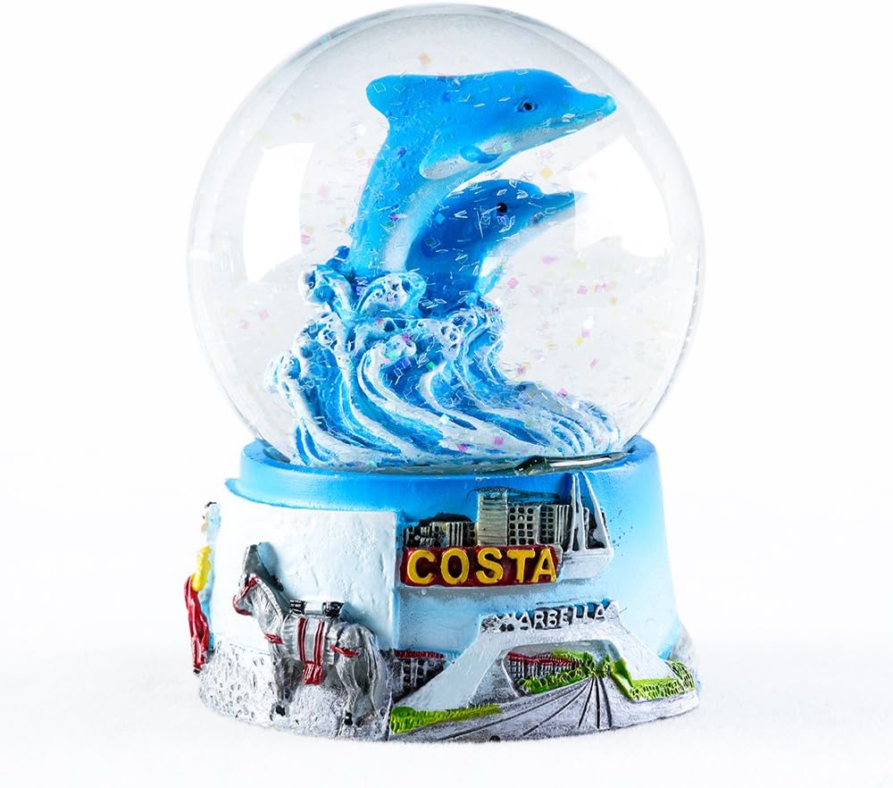 APELPES Snow Globe Crafts- Sculptured Resin Water Ball - Christmas Valentine's Day Birthday Holiday New Year's Gift (Diameter 65mm, Delphis)