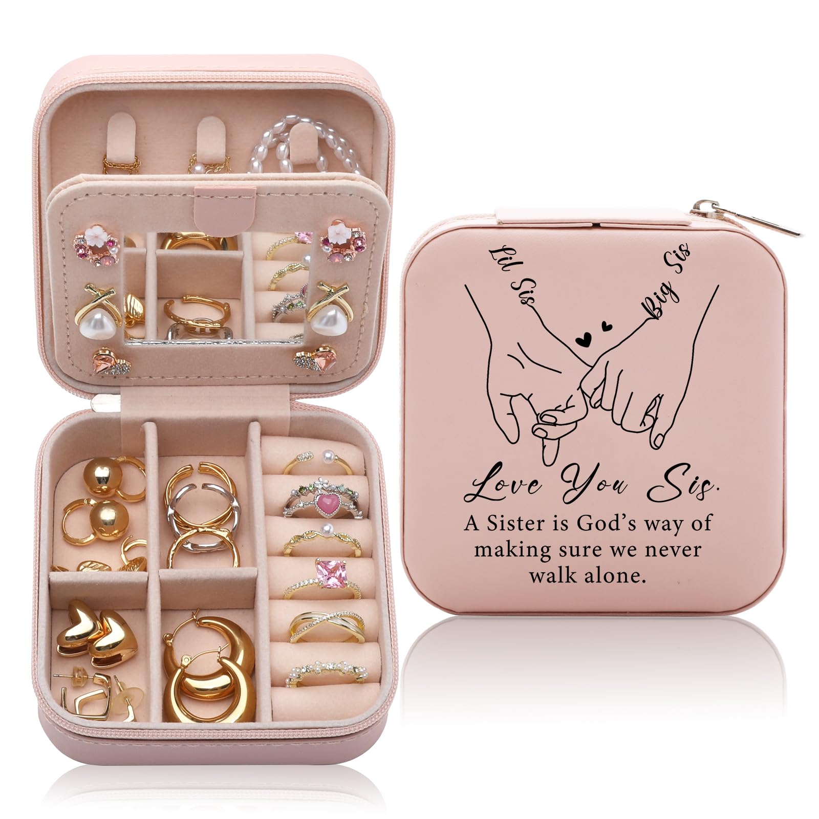 Ceasqvaa Women's Sister Gifts For Jewelry Box, A Is God's Way Of Making Sure We Never Walk Alone, Mother's Day Gift For S Jewelry Case, Birthdays Christmas Gifts For S Jewelry Organizer