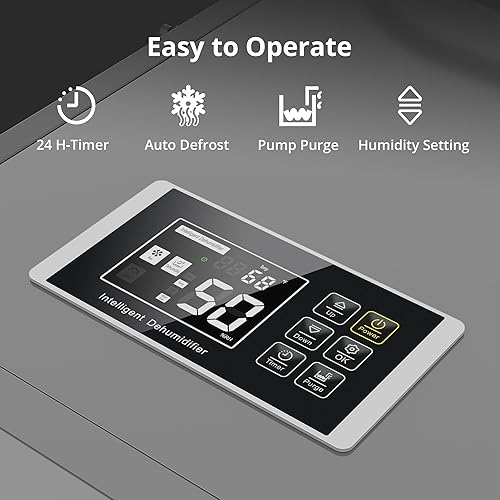 Miniatura 7 de Kesnos Deshumidificador comercial de 155 pintas con bomba - Deshumidificador con manguera de drenaje y temporizador de 24 horas en gran espacio de