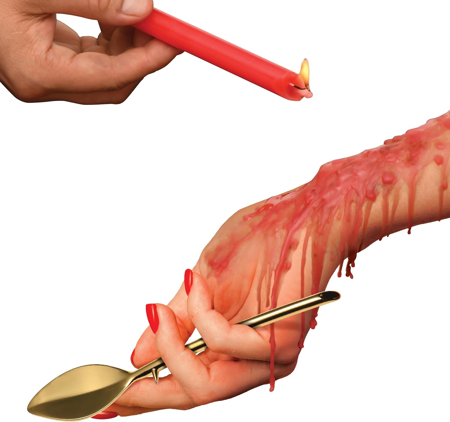 MASTER SERIES Drip Sensation Scraper & Drip Candle Set for Beginners, Men, Women, & Couples. Low Melting Point, Wax Play. Nickel-Free Scraper and Unscented Candles. 3 Pieces, Red.