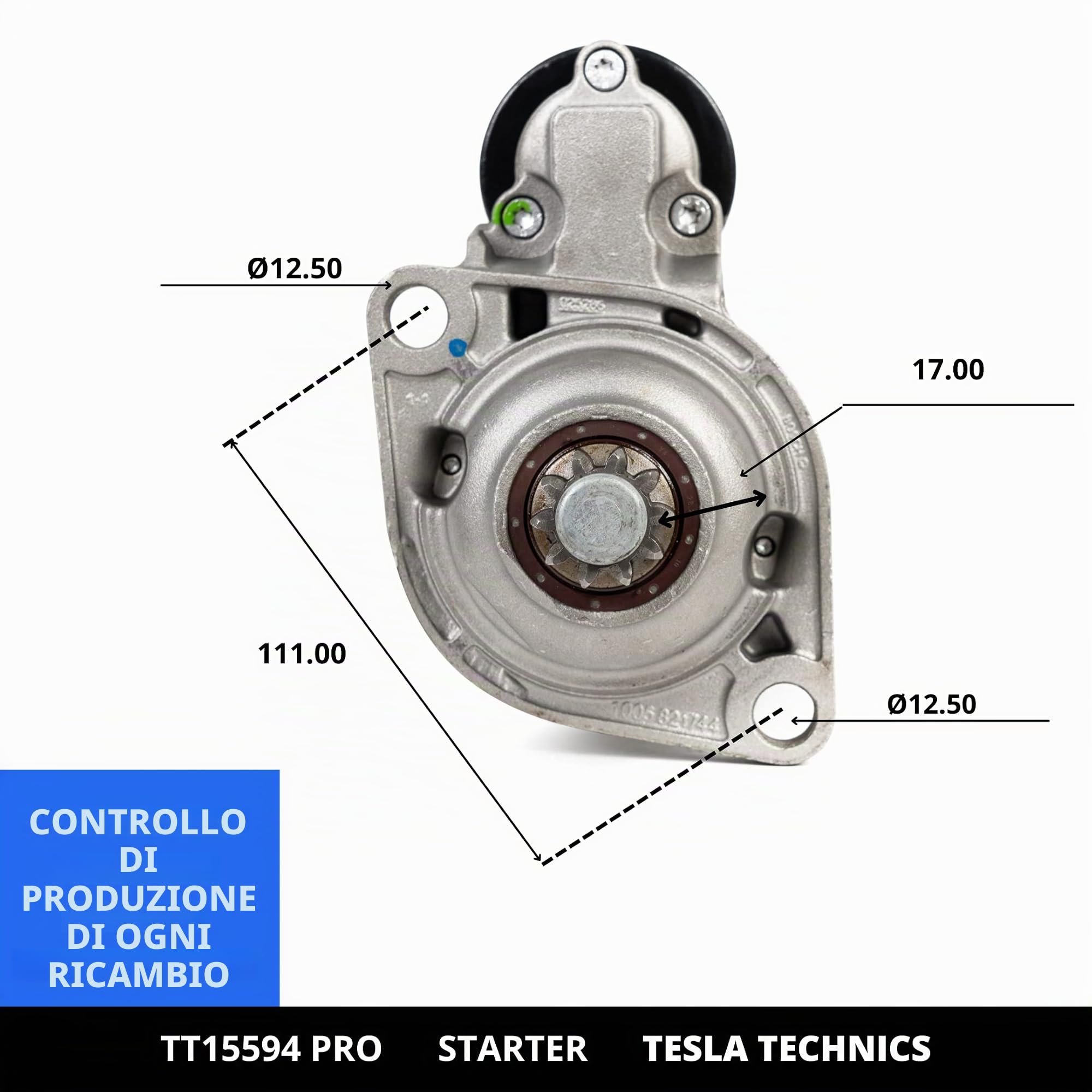 TT15594 PRO Motorino di avviamento per auto 12V, 1.80 KW. Compatibile con AUDI, FORD, SEAT, VOLKSWAGEN,SKODA.Eccellente rapporto qualità-prezzo. Installazione facile e garantita.