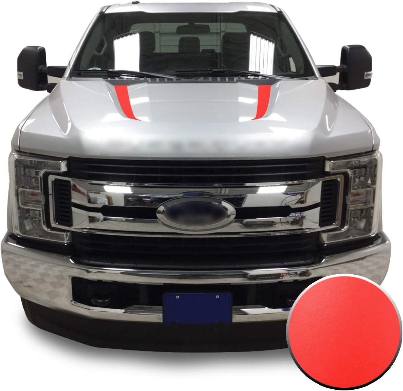 Hood Spears Stripes Vinyl Decal Overlay Wrap Trim Inserts Sticker Compatible with and Fits Super Duty F250 F350 F450 2017 2018 2019 - Matte Red