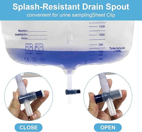 Miniatura 4 de Bolsa de drenaje urinario con cámara antirreflujo, bolsa de drenaje de cabecera de 135.3 fl oz con tubo de drenaje de 39 pulgadas, gancho y clips,