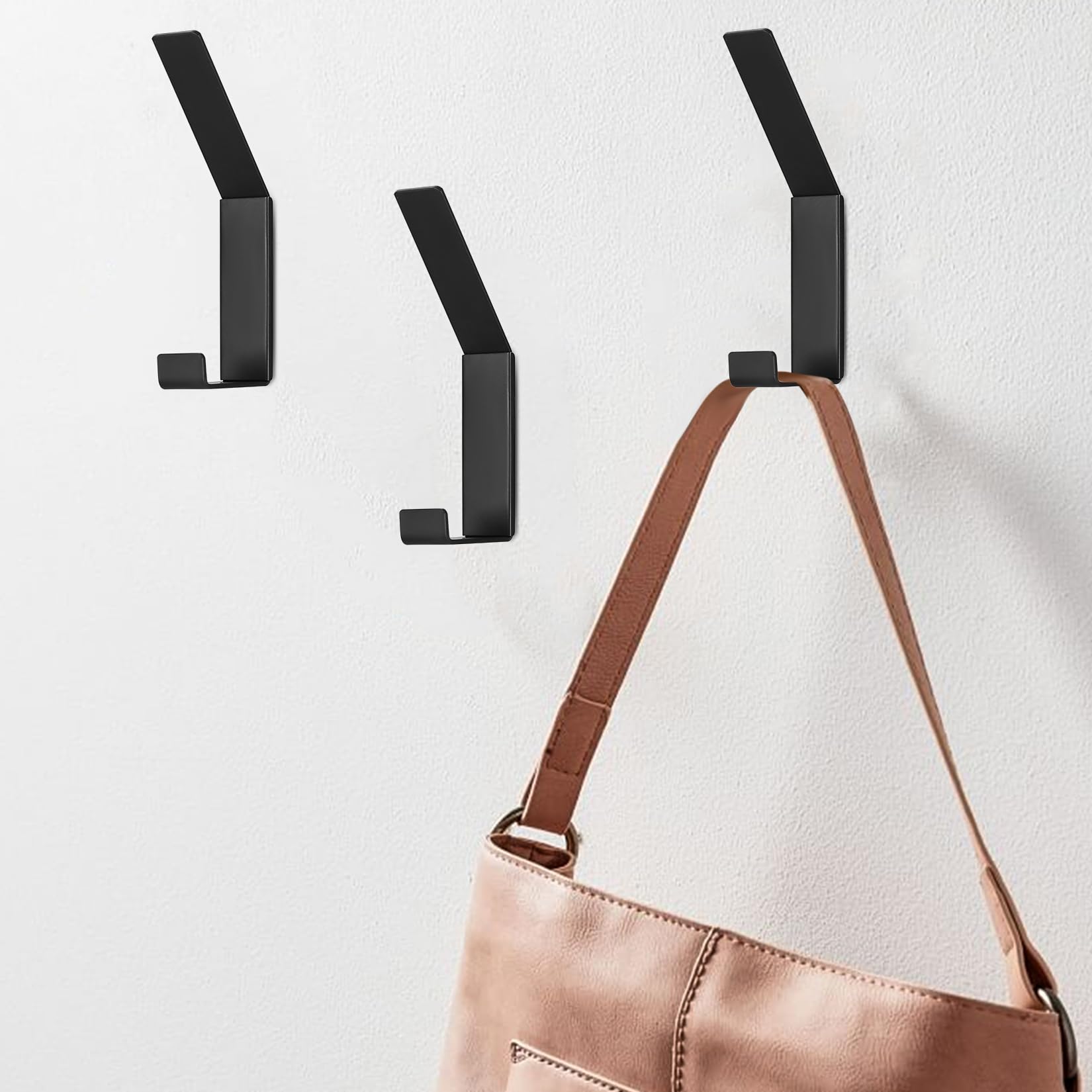5 stuks garderobehaken, zwart, kledinghaken om te schroeven, kledinghaken, wandhaken voor garderobe, metalen handdoekhaken om te boren voor jassen, kleding, woonkamer, kledingkast, badkamer