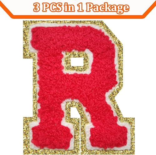 Miniatura 61 de Parches de letras termo-adhesivas de felpilla para chaquetas, parches de letras universitarias con brillantina para planchar en la letra azul A