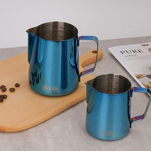 Miniatura 3 de Jarra de espuma de leche, jarra de vapor de espresso de 32 onzas, accesorios para máquina de café capuchino de acero inoxidable, herramientas de