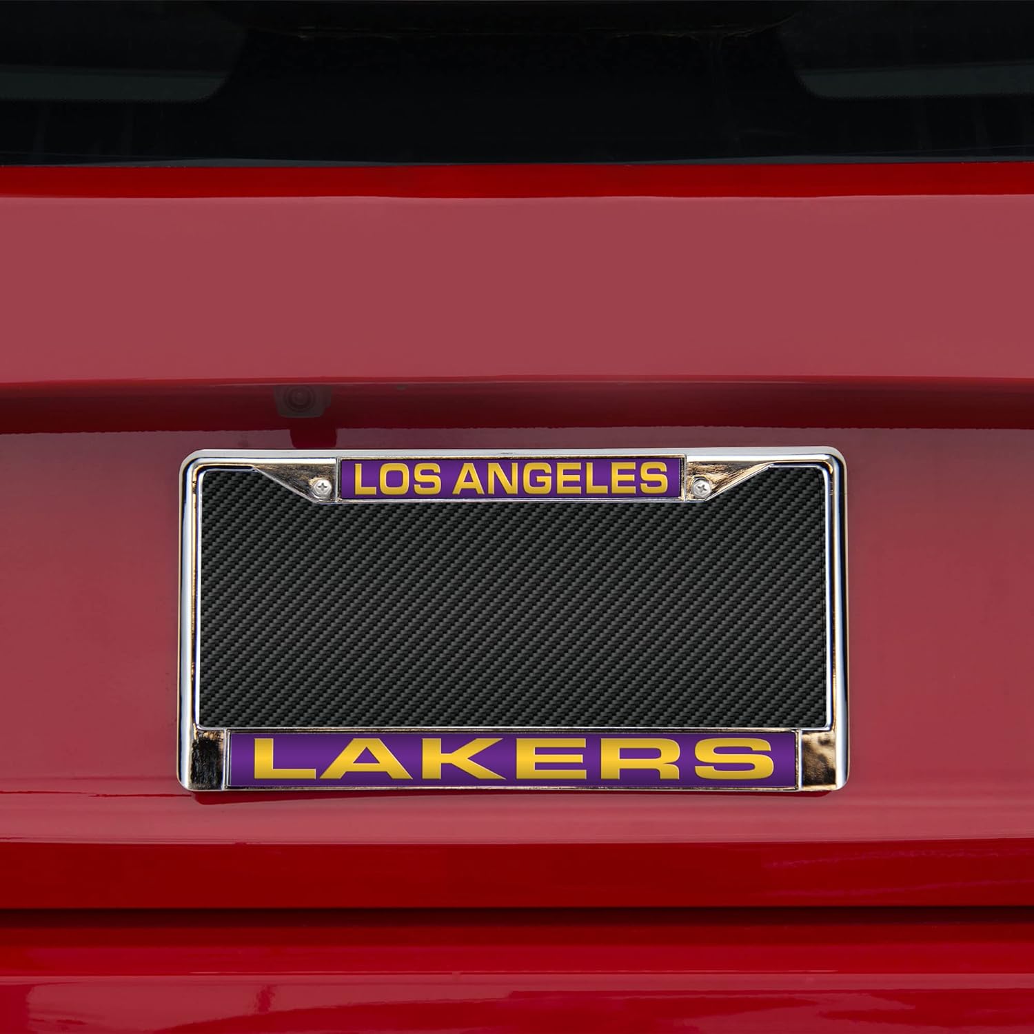 Rico Industries NBA Los Angeles Lakers Laser Cut Inlaid Standard Chrome License Plate Frame, Team Color, 6 x 12.25-inches (FCL82001)