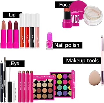 Makeup Set - Portable Travel ma ke u p Set | Cosmetic ma ke u p Starter Kit | Travel ma ke u p Palette Eyeshadow | Lipstick Mascara Eyeshadow Palette Cosmetics for Business, Traveling, Dating, Photog
