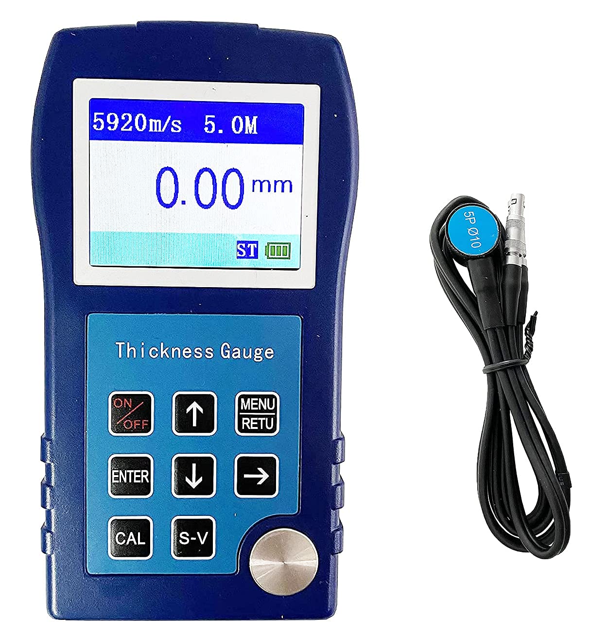 Ultrasonic Thickness Gauge Analyzer Tester with Measuring Range 0.9 to 300mm Display Resolution 0.1mm TFT Color Screen