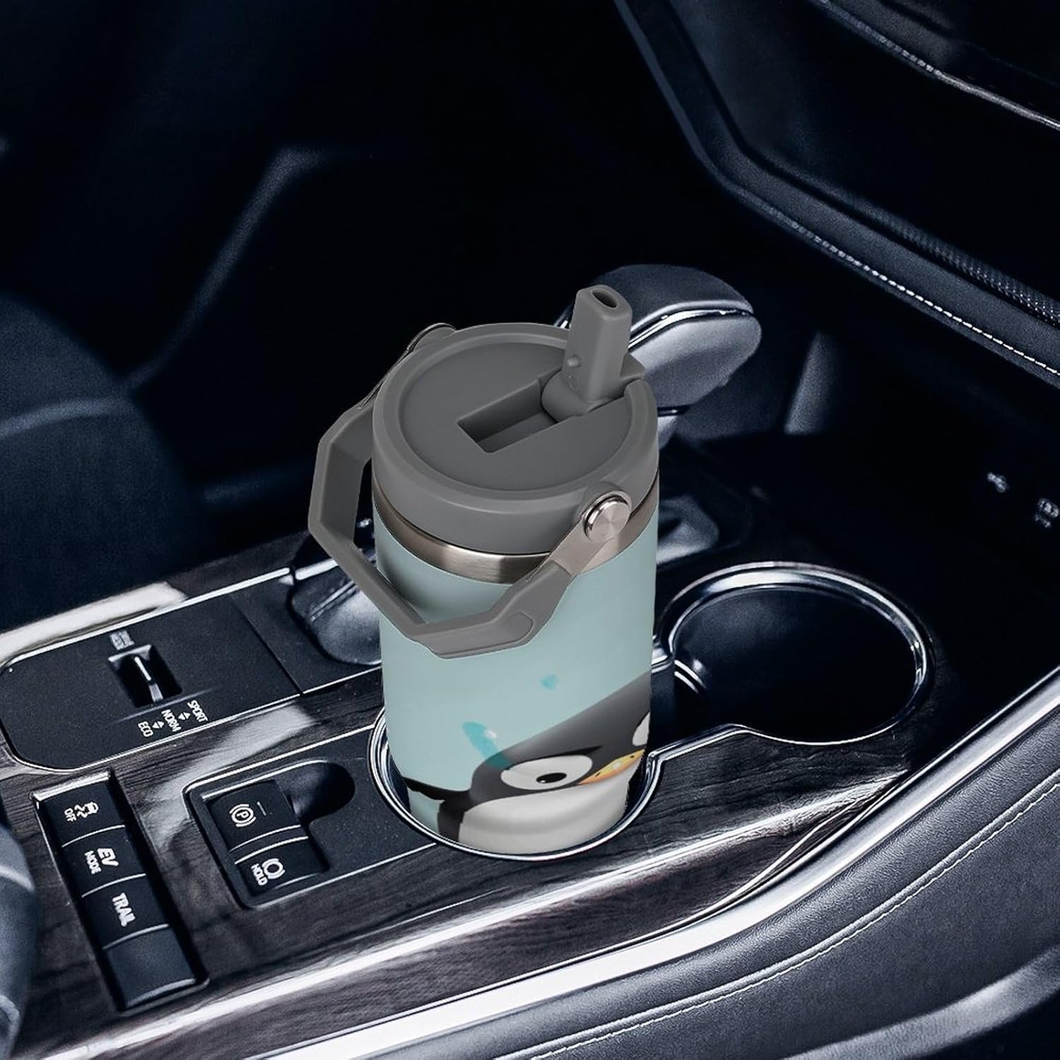 Cute Penguinm Water Bottle 30 Oz Fits Car Cup Holder,Insulated Coffee Mug Large Capacity Car Cups,Stainless Steel Double Wall Sport Bottle for Travel Sports Gym