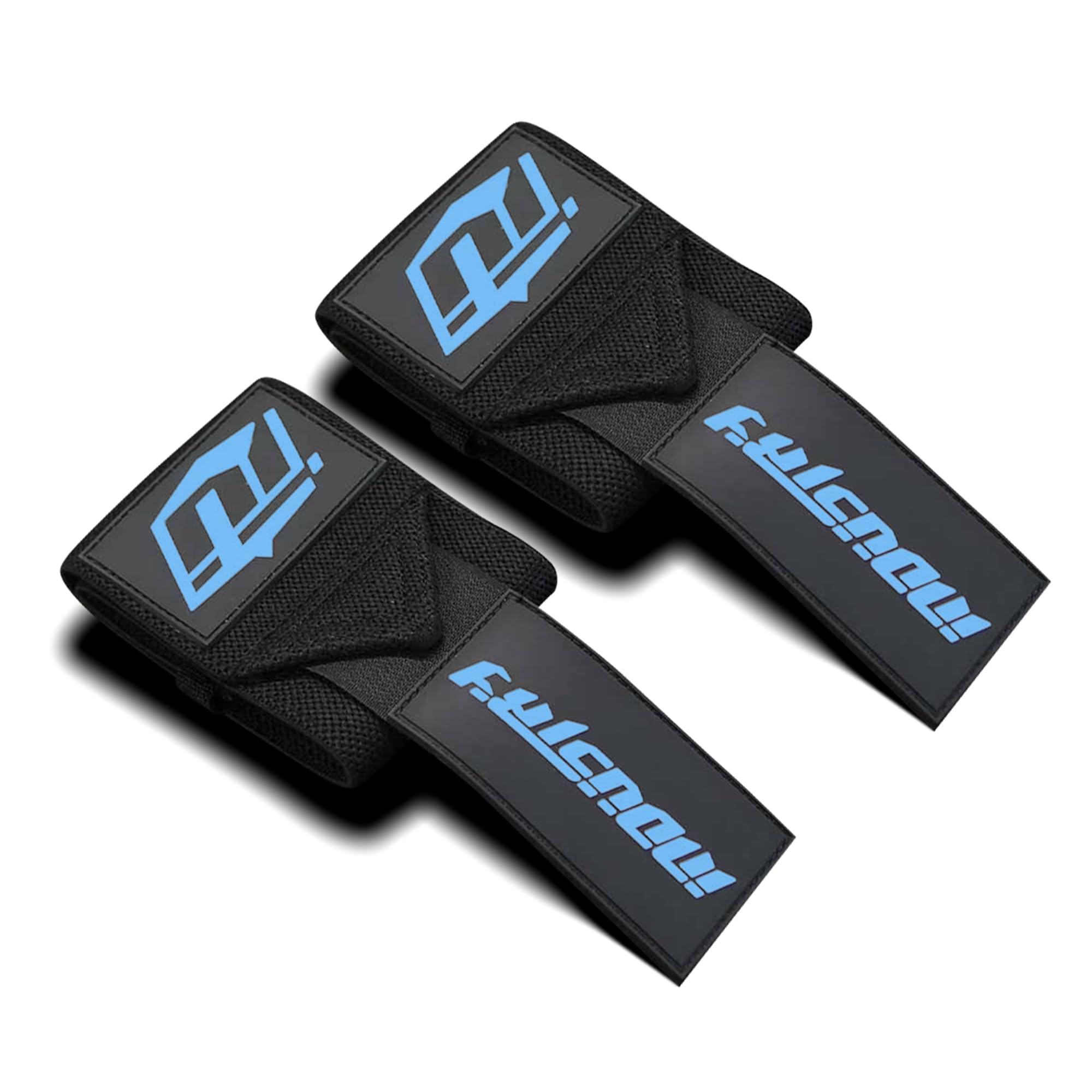 Industry Wrist Wraps - No Thumb Loop Lifting Straps - Wrist Straps For Men & Women. Gym, Crossfit, Power Lifting, Body Building, Weightlifting, Deadlift (Black/Sky Blue, 16")