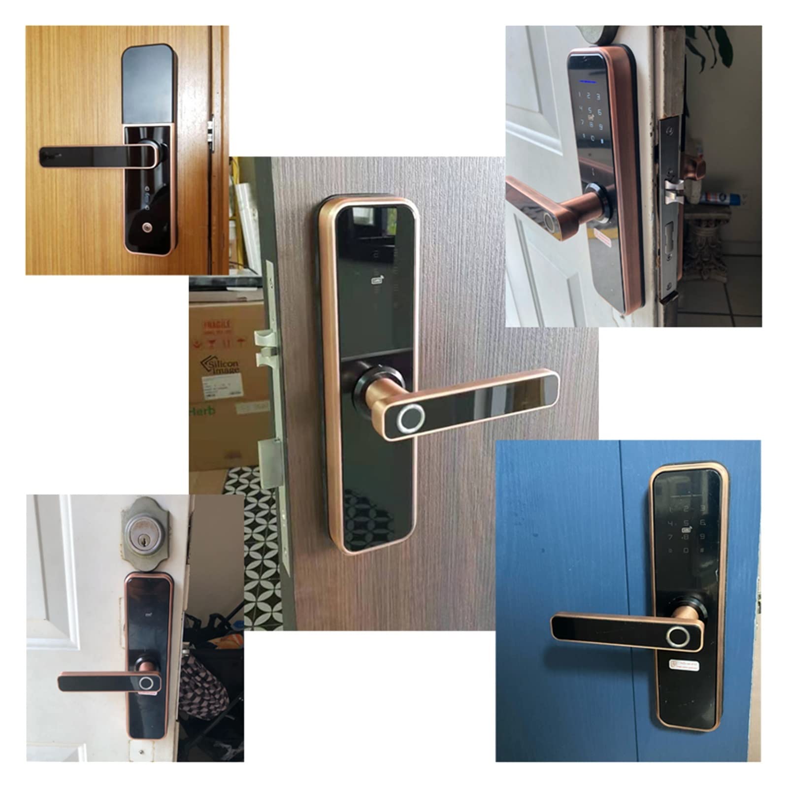 X5 Silver Smart Lock Serratura per porta con impronta digitale biometrica TT Lock App senza chiave Apri la porta da remoto Serrature per porte con impronta digitale, Serrature intelligenti a
