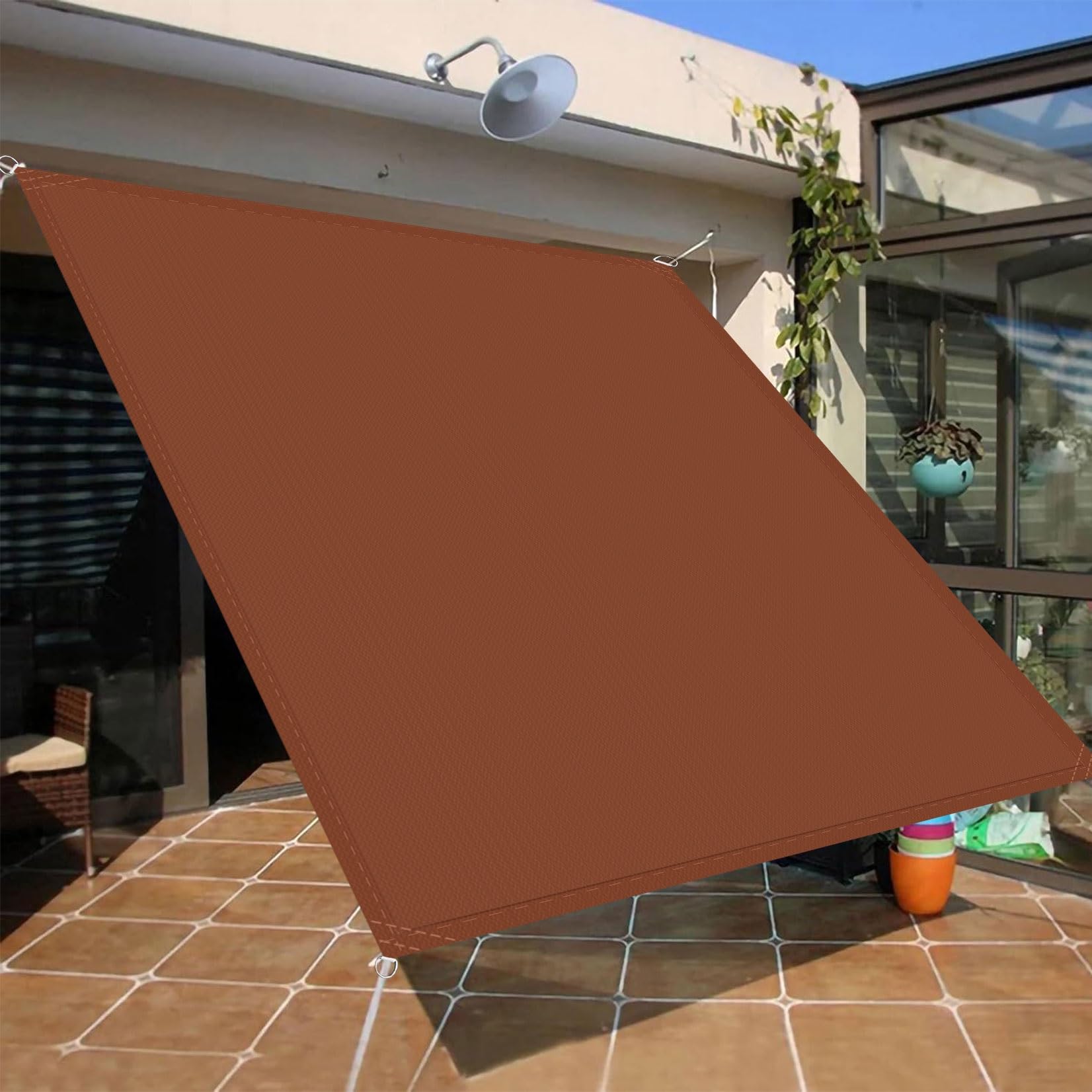 Voile d'ombrage 6.5 x 6.5 m imperméable rouge rouille protection solaire extérieur