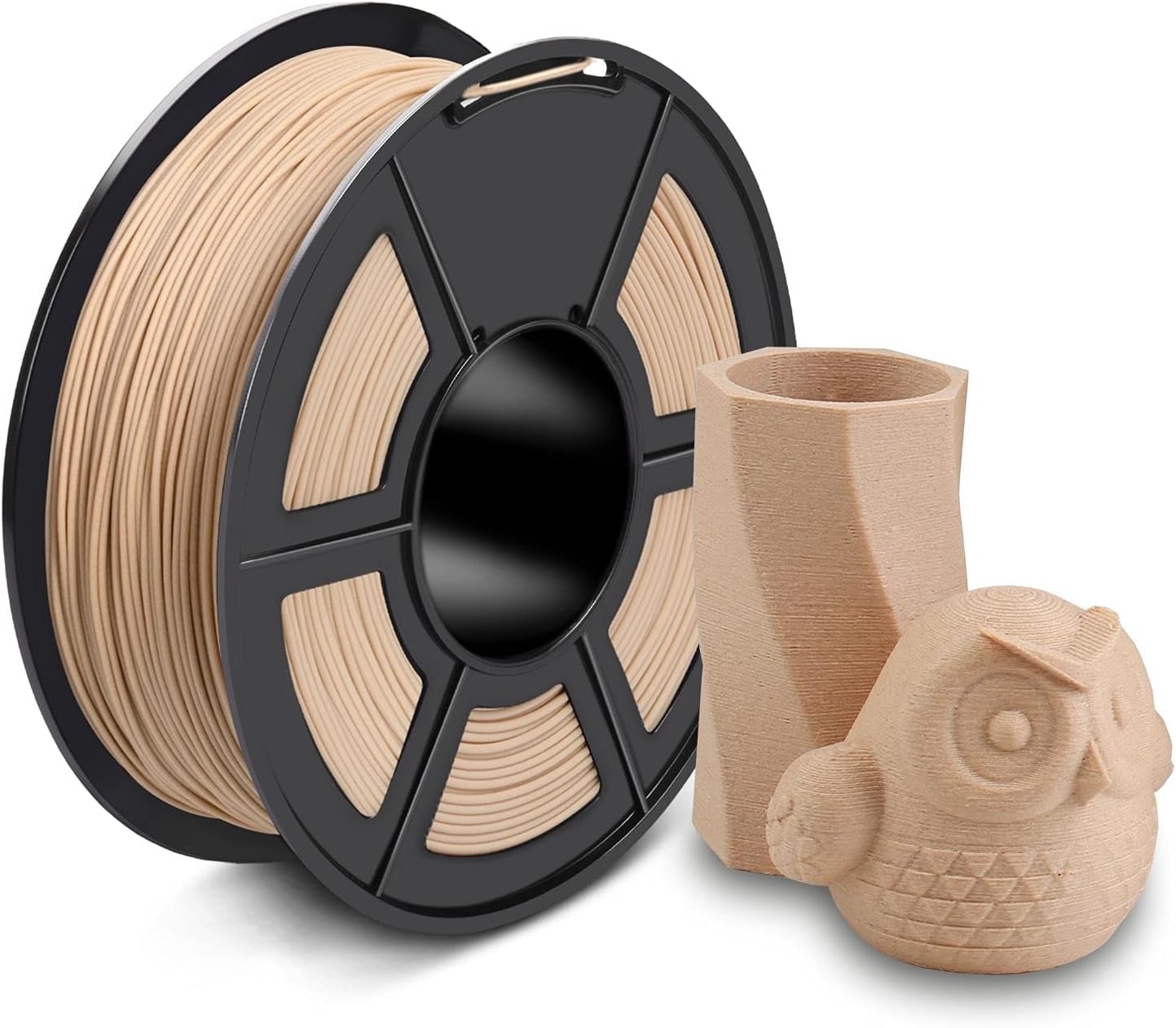 Wood Filament 1.75mm, 3D Printer Filament PLA Wood, PLA Filament 1.75mm with Wood Fiber, Dimensional Accuracy +/- 0.02 mm, 1KG (2.2LBS) Spool by Enotepad