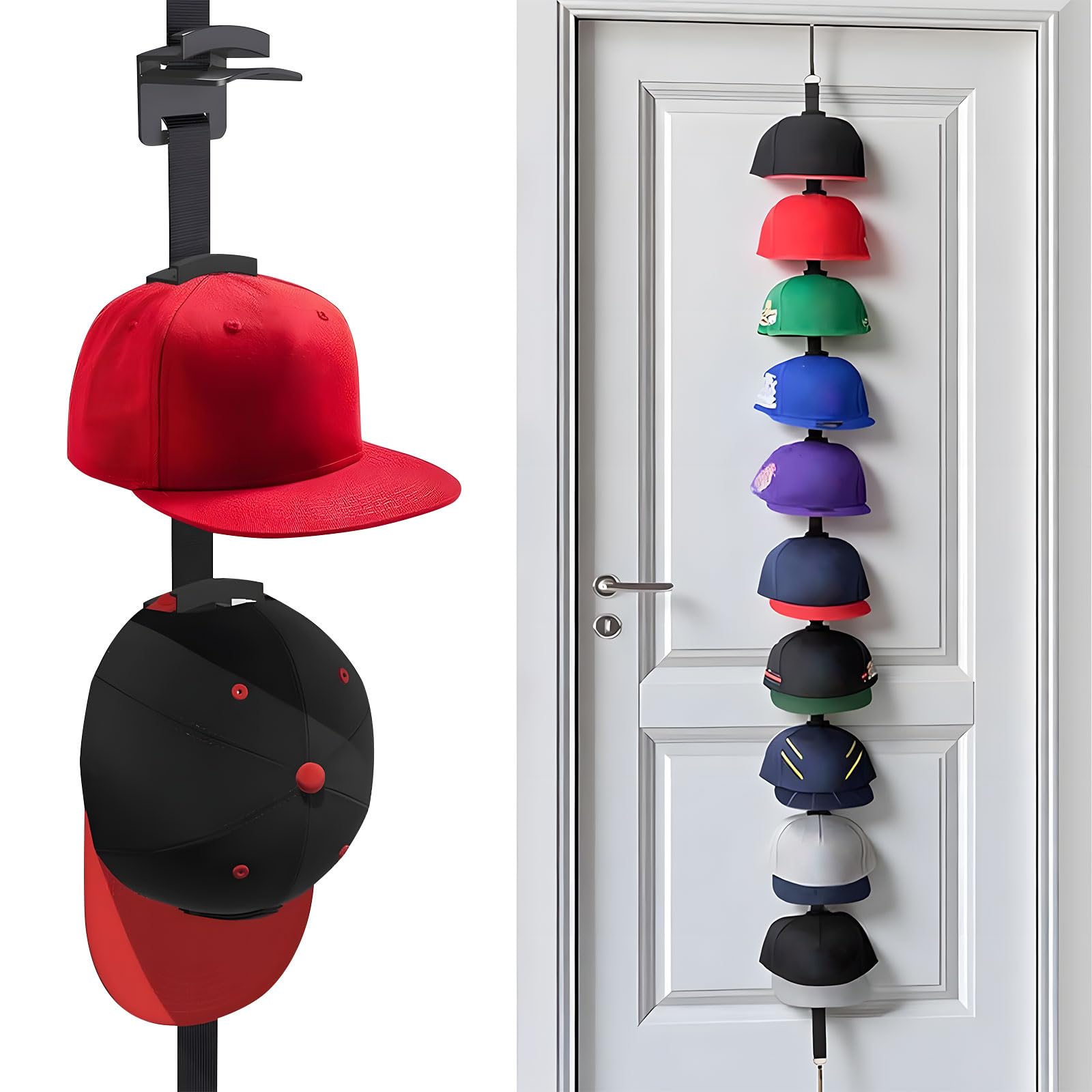Piceioep Multiple Functional Over the Door Hat Display Rack Modifiable Spacing for Organized Hat Storage Door Hatstand